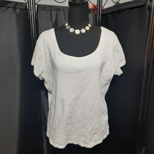 Fieldgear Classic White Short Sleeve Women's Top Size XL Boho Casual